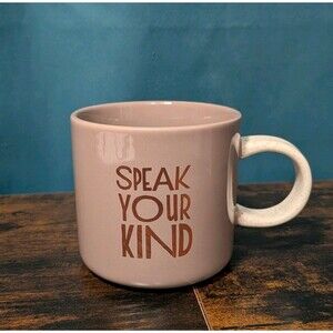 Starbucks Coffee Speak Your Kind 2017 Coffee Mug 12 Oz Cup Gold Print Minimal